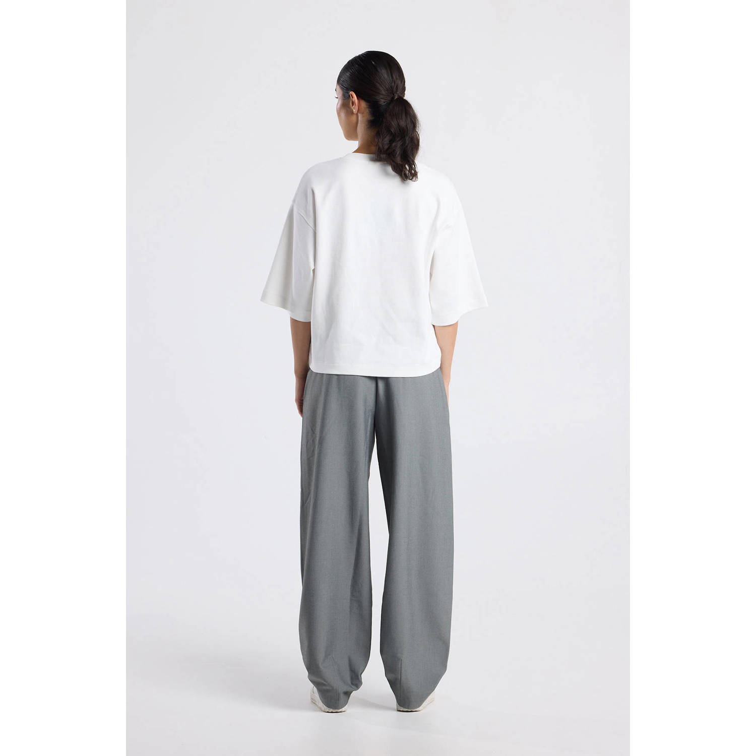 America Today barrel regular waist broek grijs