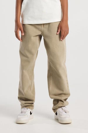 relaxed  waist loose fit jeans beige