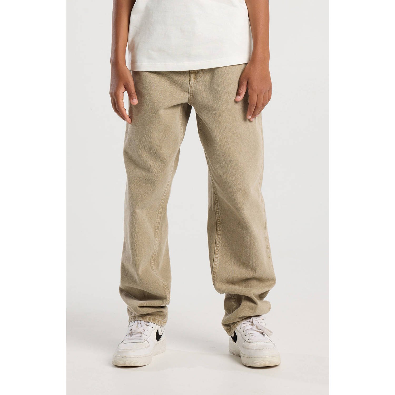 America Today relaxed  waist loose fit jeans beige