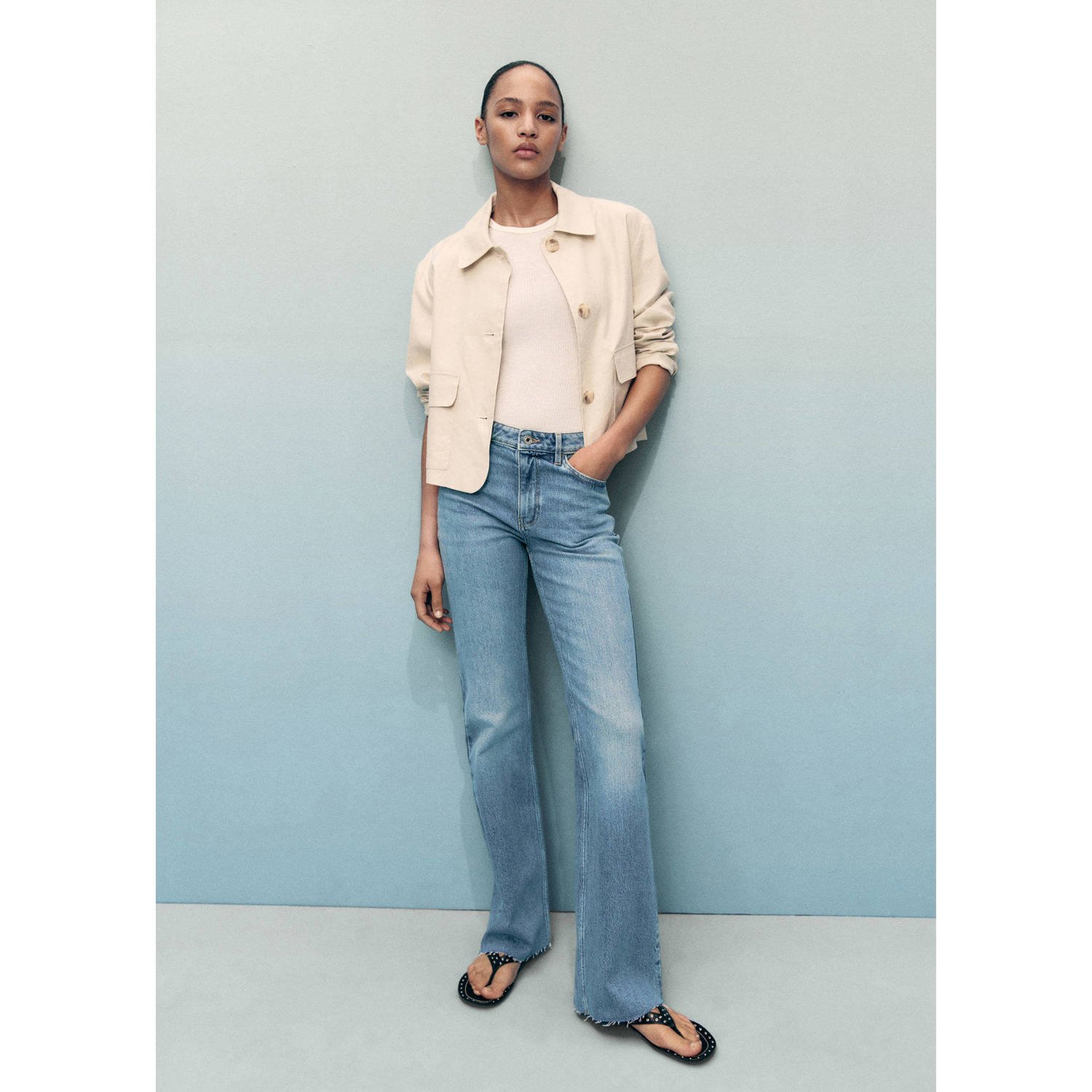 Mango flared jeans light blue denim
