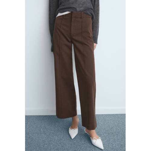 Mango high waist wide leg jeans donkerbruin afbeelding