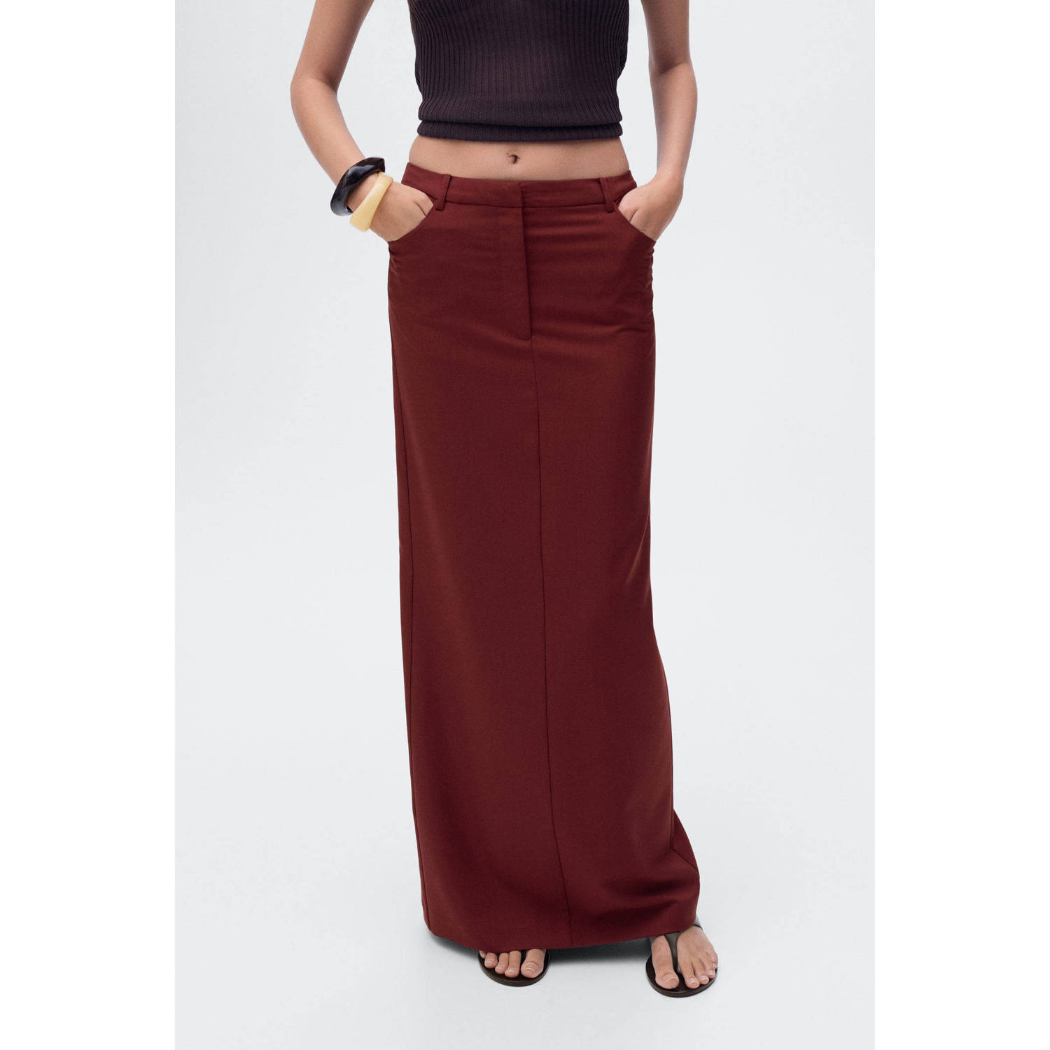Mango maxi rok donkerrood
