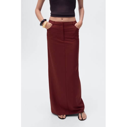 Mango maxi rok donkerrood afbeelding