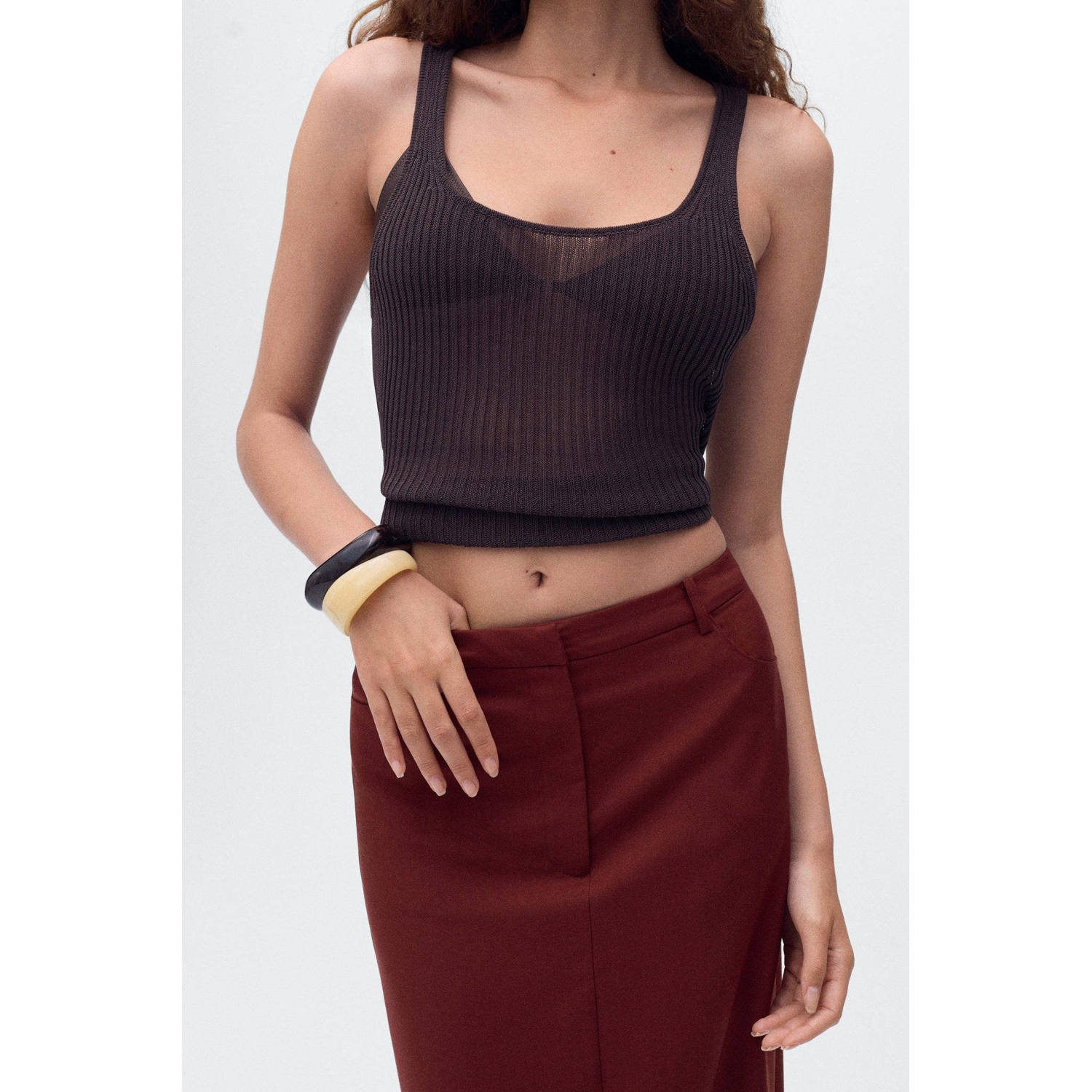 Mango maxi rok donkerrood