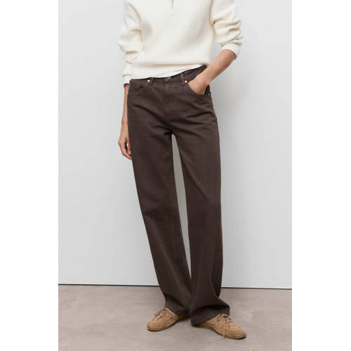 Mango straight leg jeans donkerbruin afbeelding