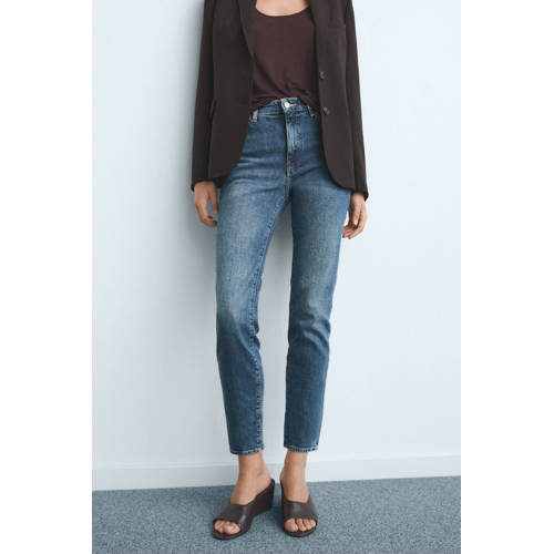 Mango high waist slim fit jeans medium blue denim afbeelding