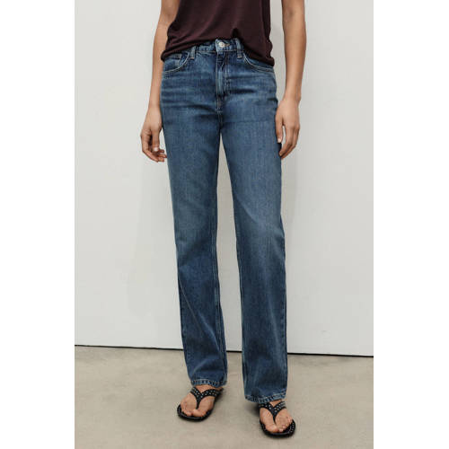 Mango straight leg jeans dark blue denim afbeelding