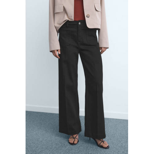 Mango high waist wide leg jeans grey denim afbeelding