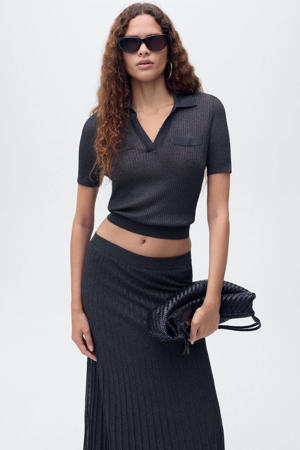 cropped top marine gebreid
