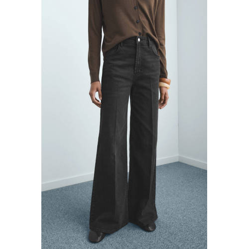 Mango high waist baggy jeans zwart afbeelding