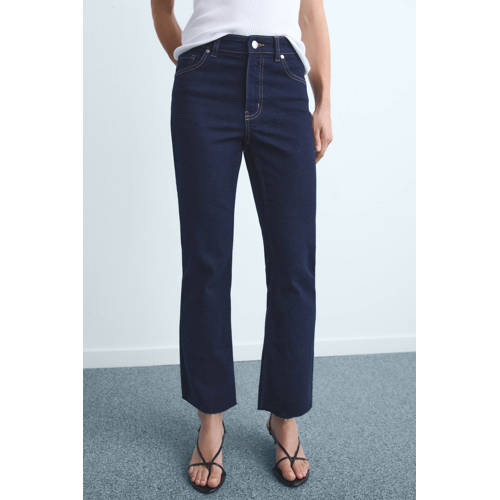 Mango mid waist straight leg jeans dark blue denim afbeelding