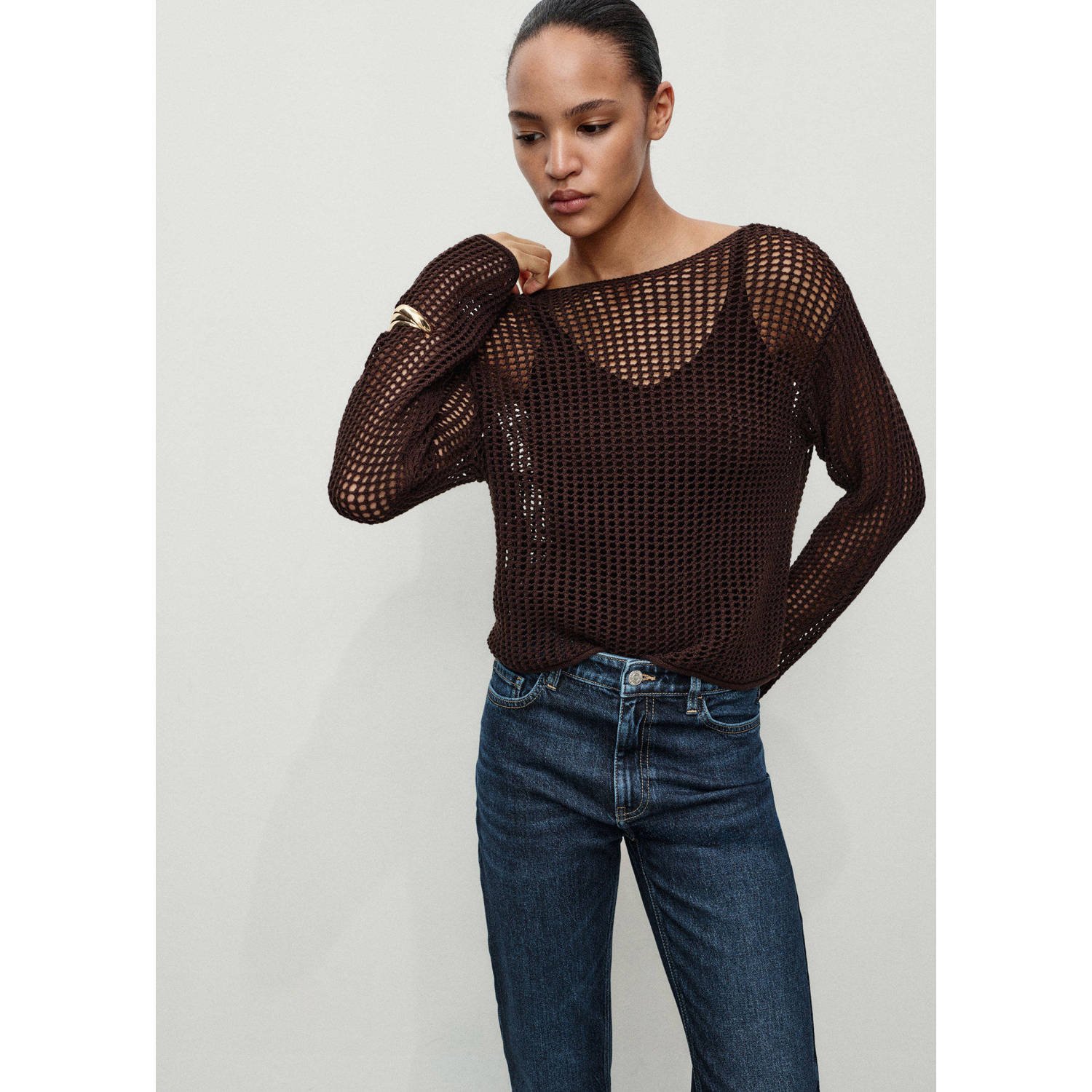 Mango high waist mom jeans dark blue denim