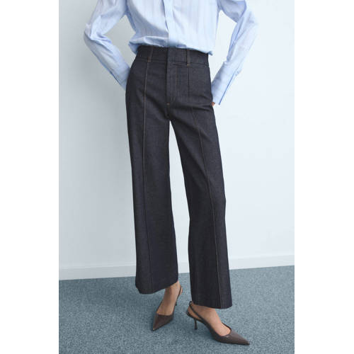 Mango cropped jeans dark blue denim afbeelding