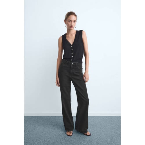 Mango wide leg jeans grey denim afbeelding