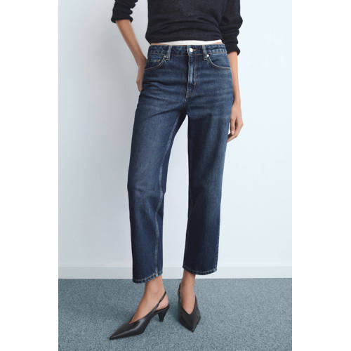 Mango high waist mom jeans dark blue denim afbeelding