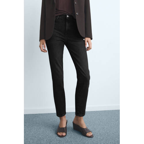 Mango high waist slim fit jeans grey denim afbeelding
