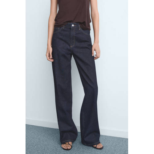 Mango wide leg jeans dark blue denim afbeelding