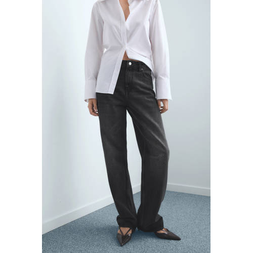 Mango straight leg jeans black denim afbeelding