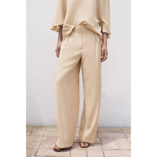 Mango high waist broek lichtgeel afbeelding