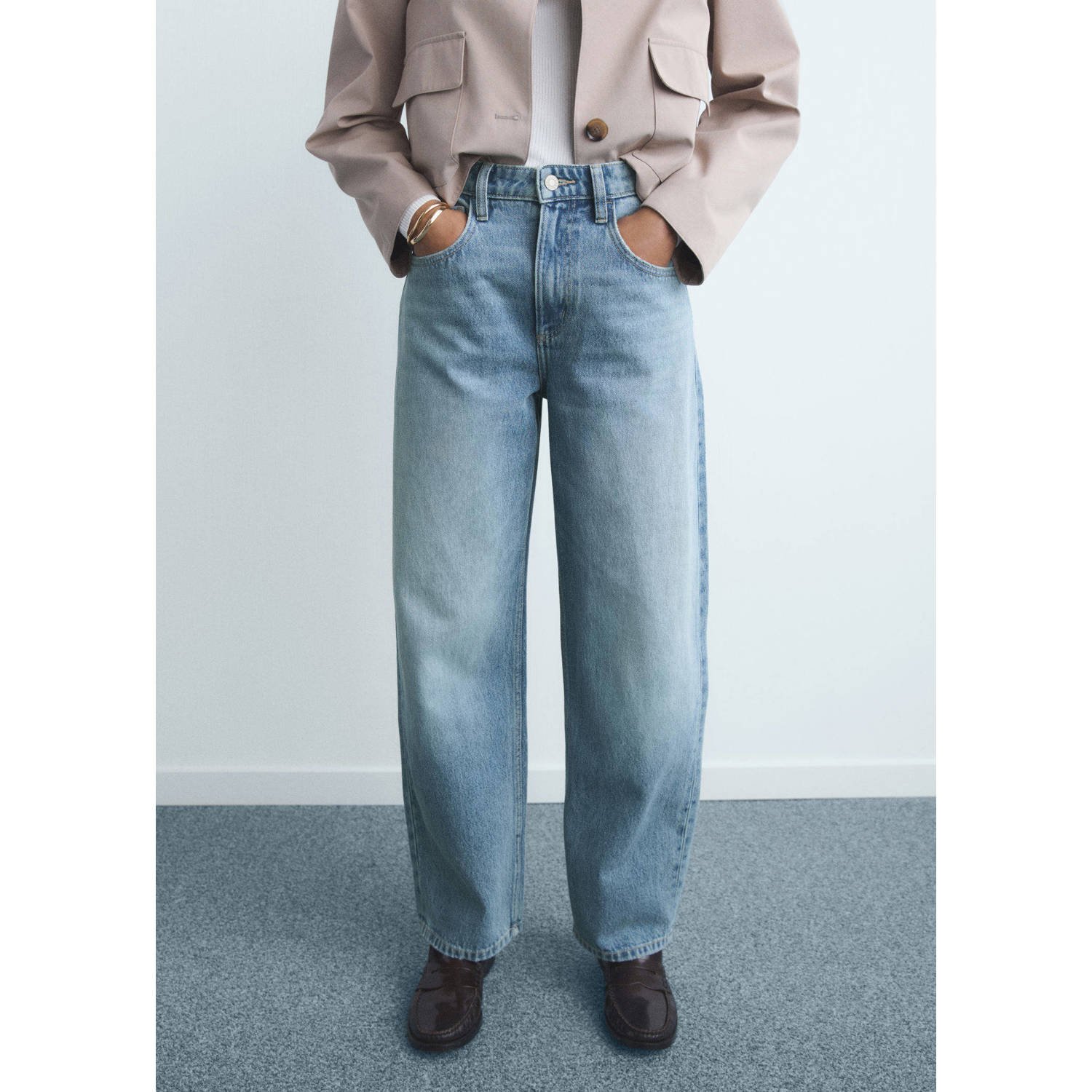 Mango high waist light blue denim