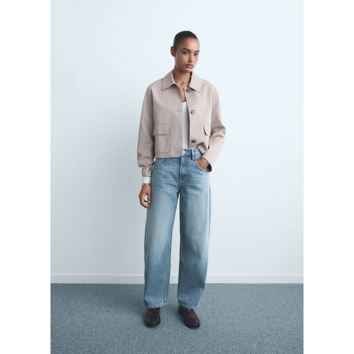 Mango high waist light blue denim