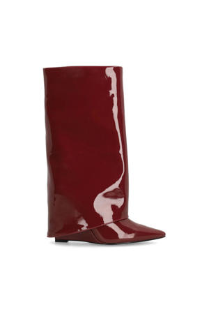   lak hoge laarzen met flap bordeaux