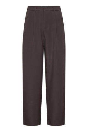 wide leg high waist pantalon donkerbruin