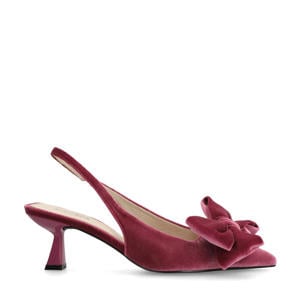 fluwelen slingback pumps met strik roze
