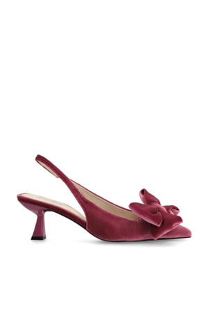fluwelen slingback pumps met strik roze