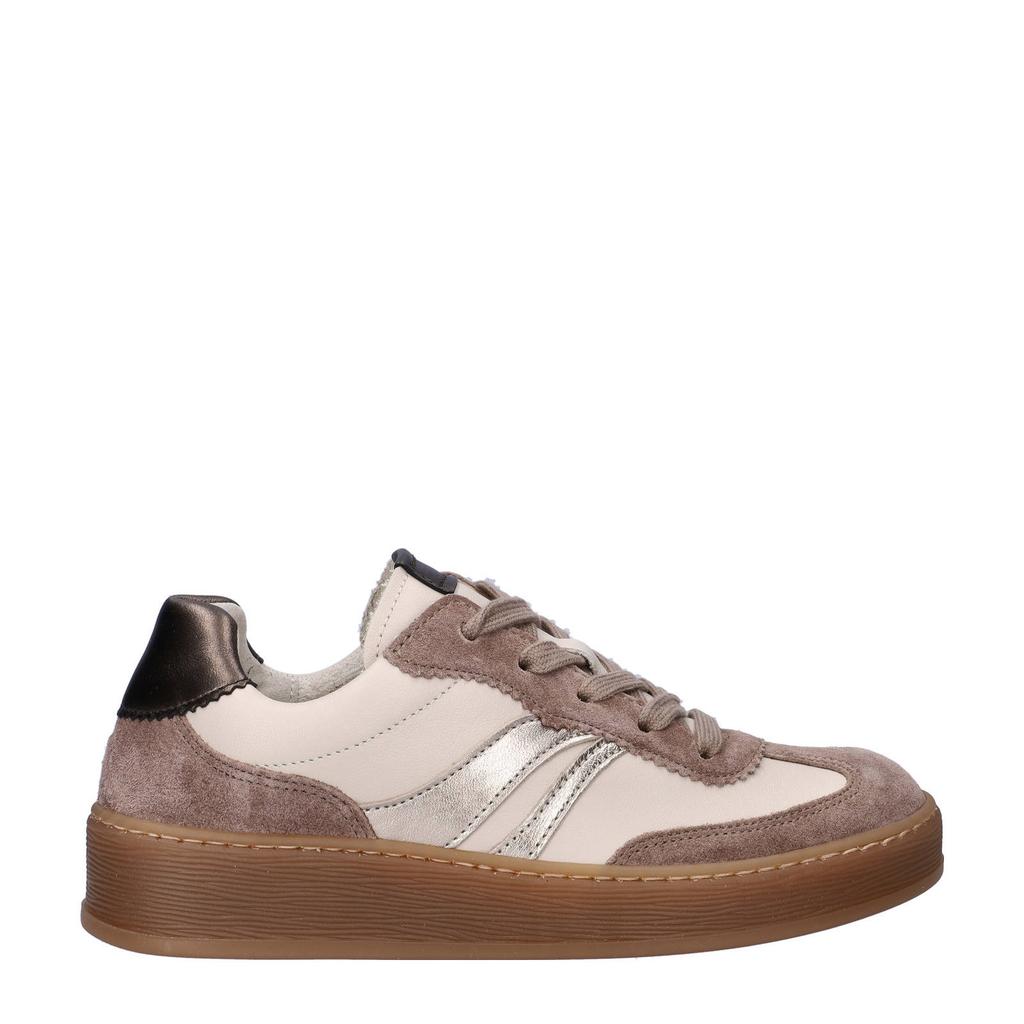 Beige dames Gabor Comfort Optifit suède sneakers met veters