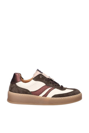 Comfort Optifit leren sneakers ecru/bruin