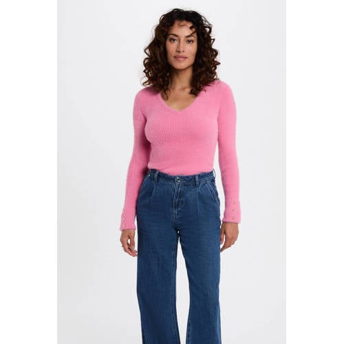 Morgan trui rib gebreid roze afbeelding