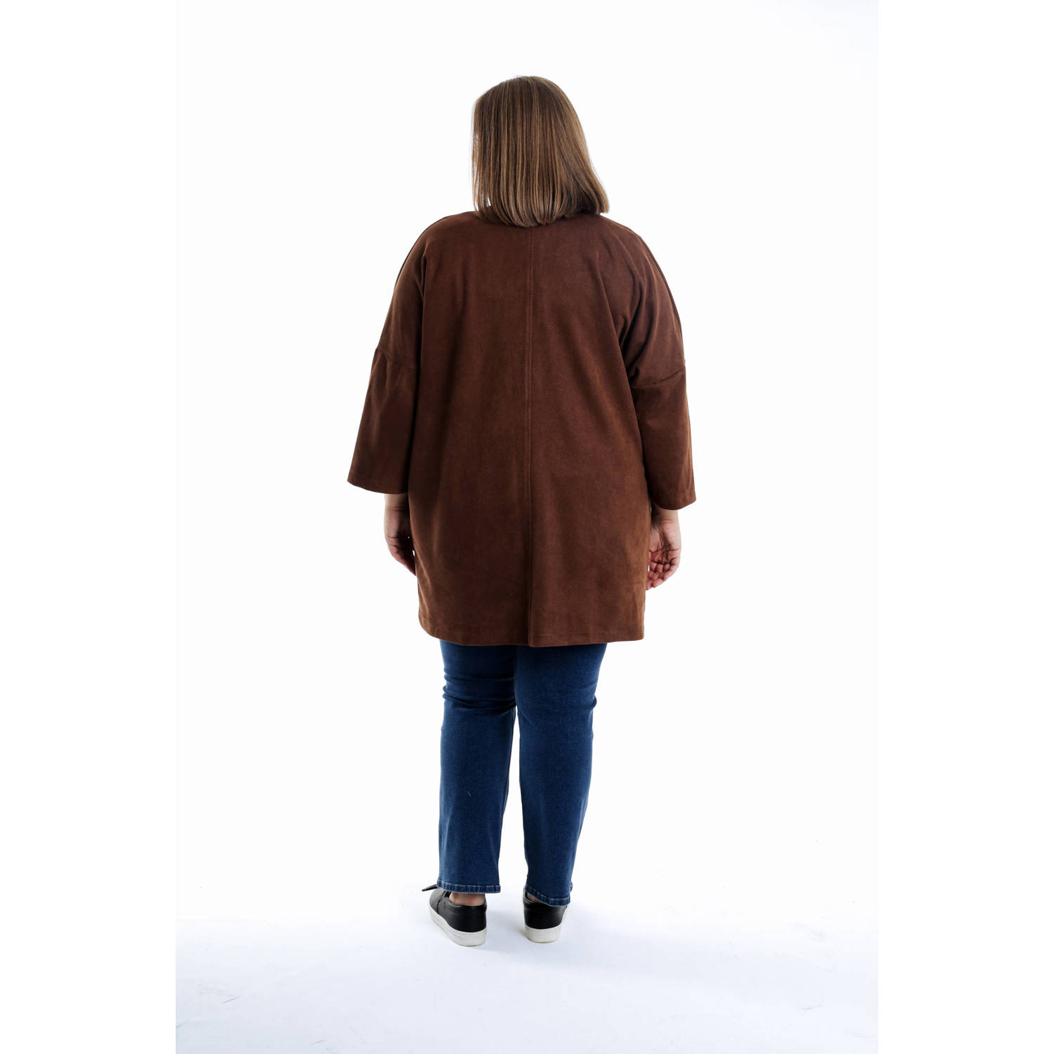 Paprika suede manteljas donkerbruin