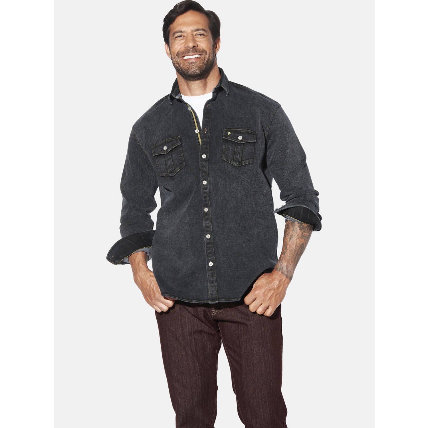 Jan Vanderstorm denim overshirt zwart