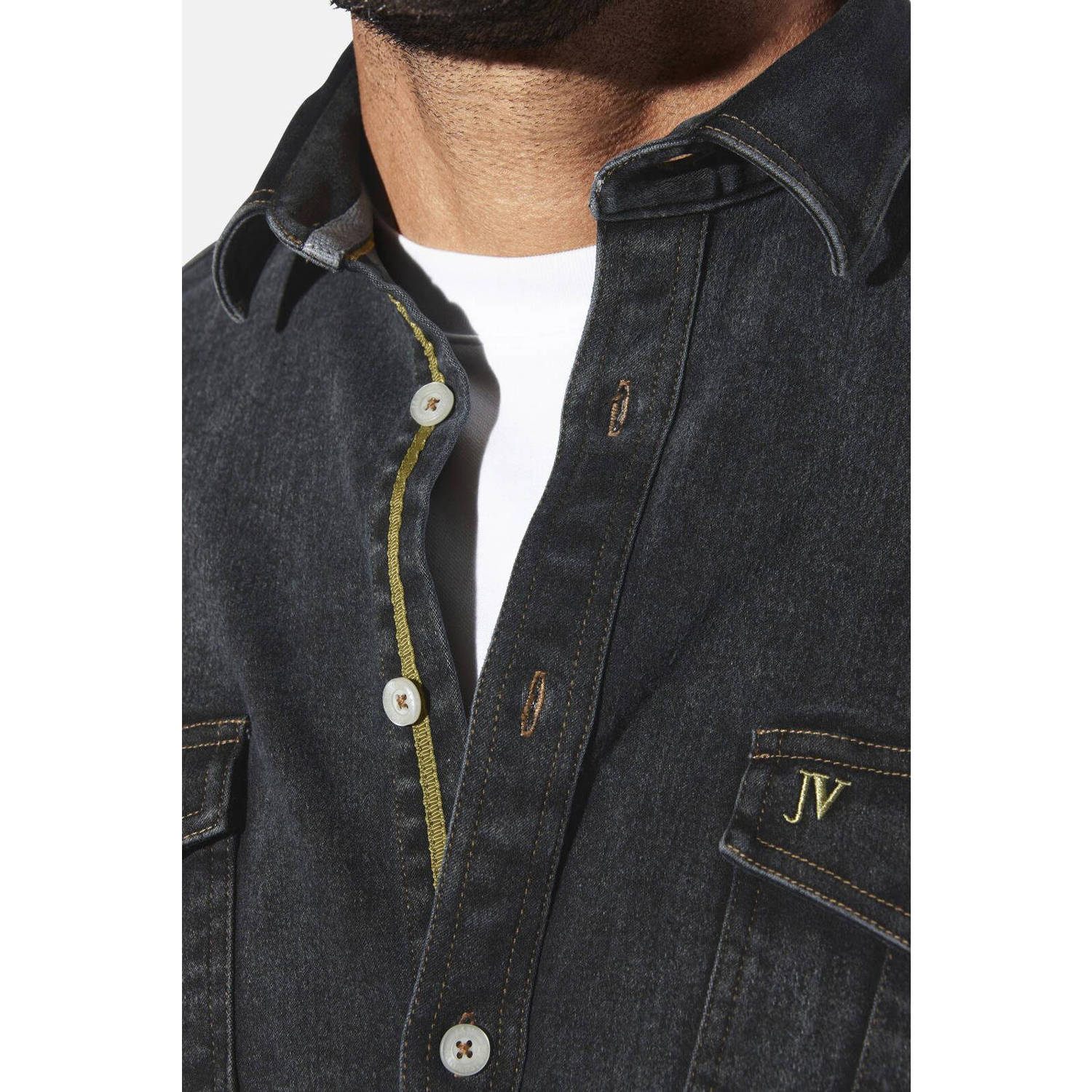 Jan Vanderstorm denim overshirt zwart