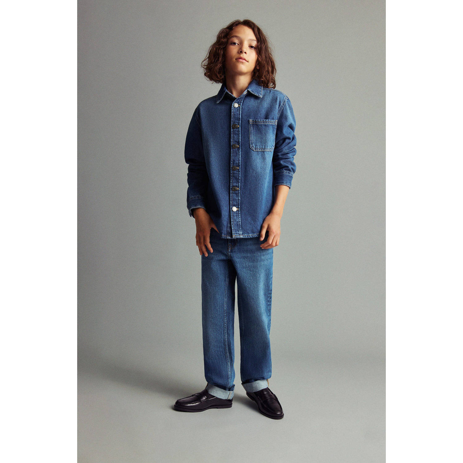 Mango Kids regular waist regular fit jeans dark blue denim