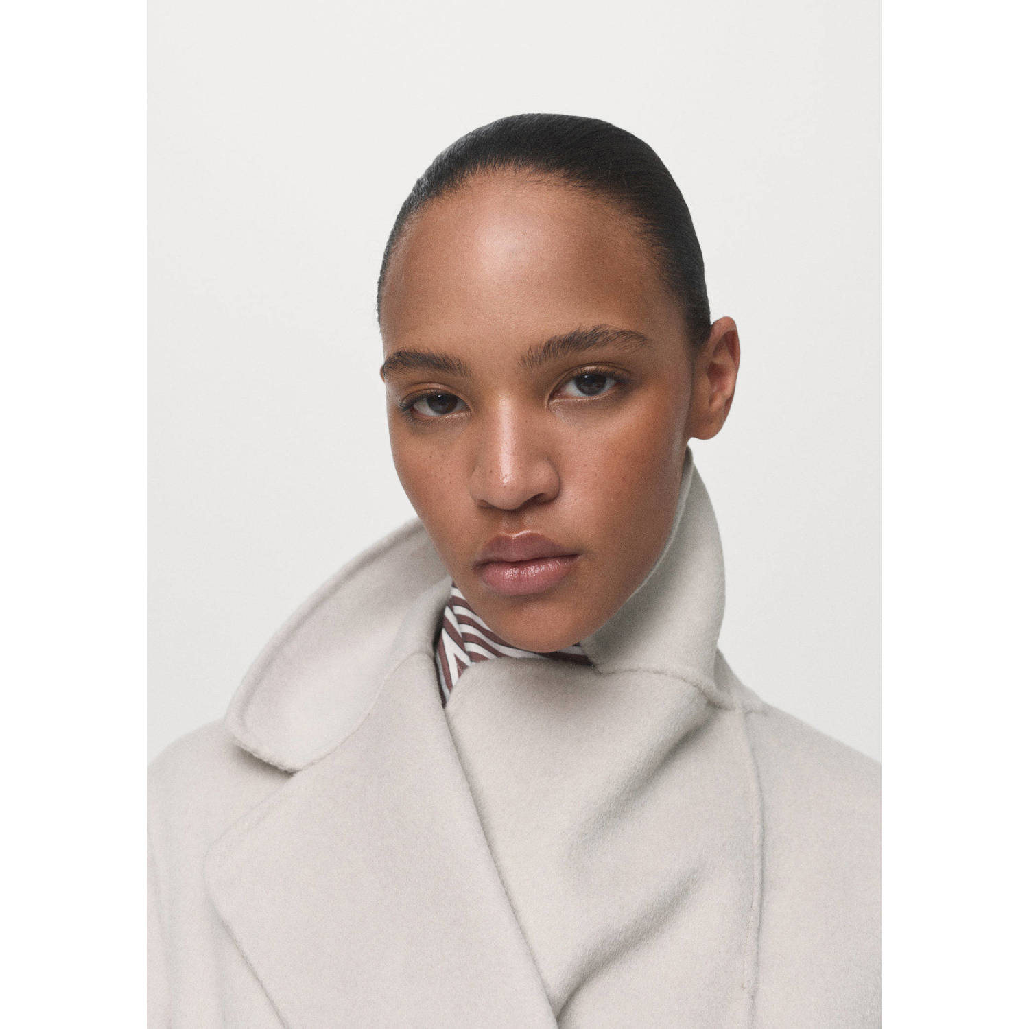 Mango wollen trenchcoat taupe