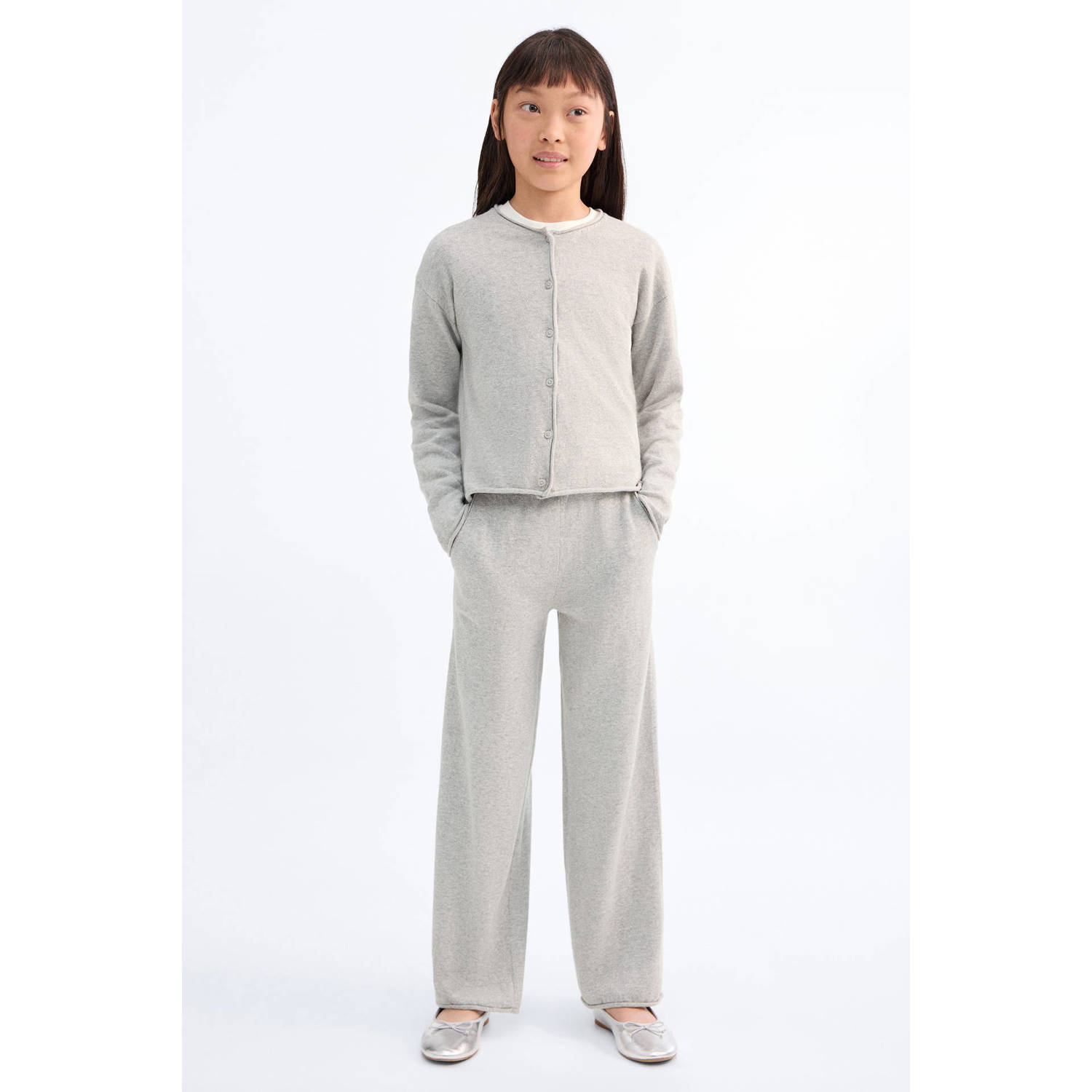 Mango Kids casual broek lichtgrijs