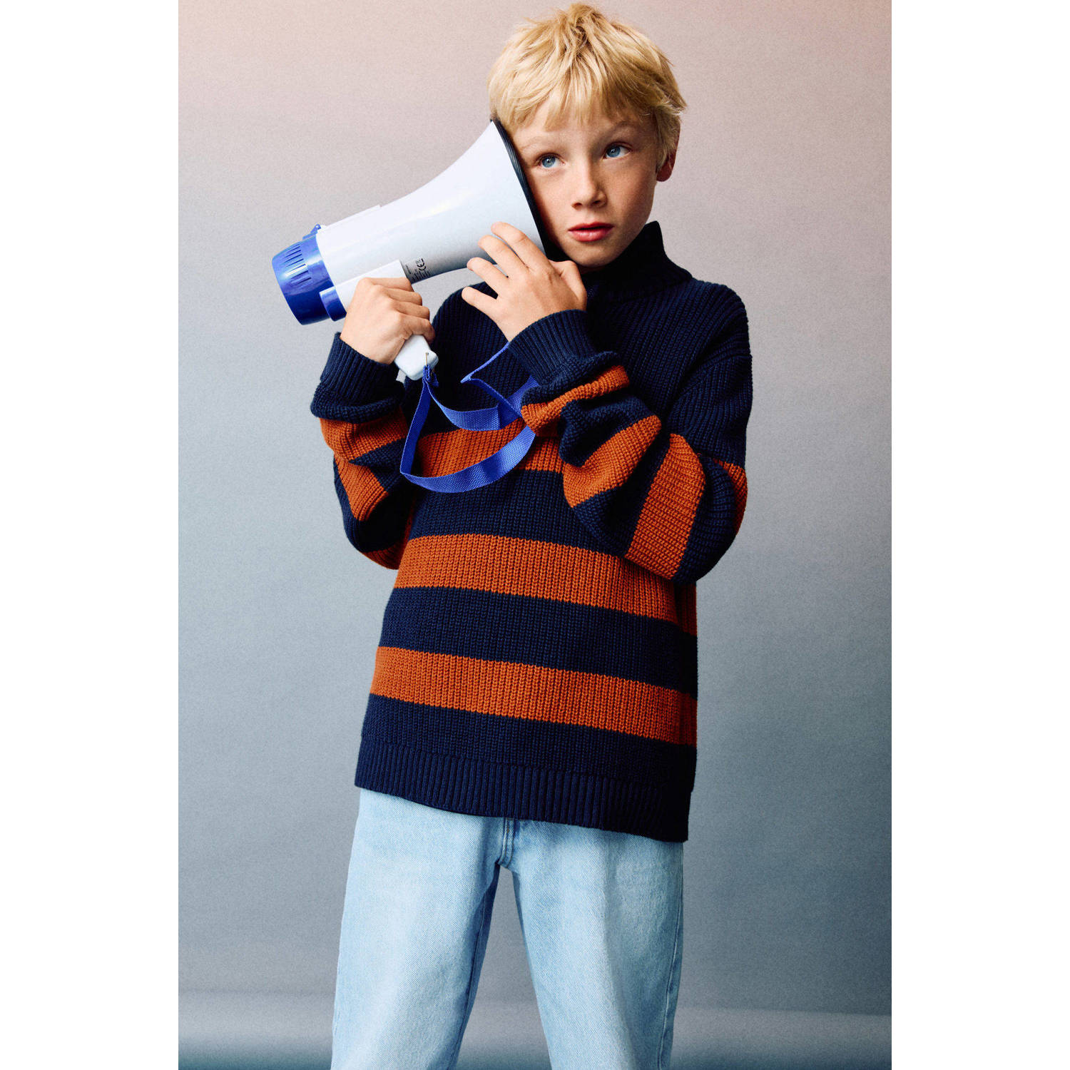 Mango Kids waist straight leg jeans light blue denim