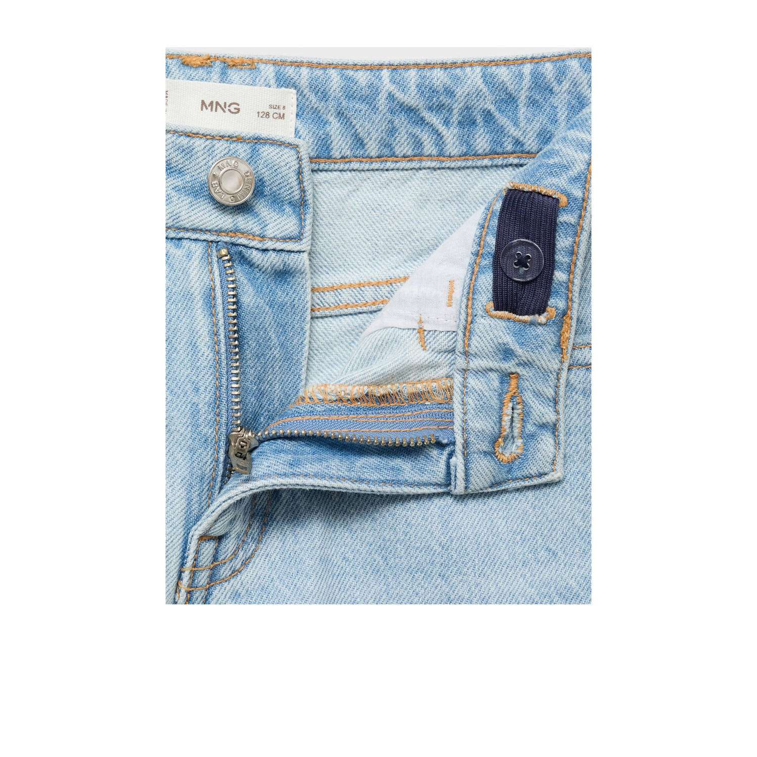 Mango Kids waist straight leg jeans light blue denim