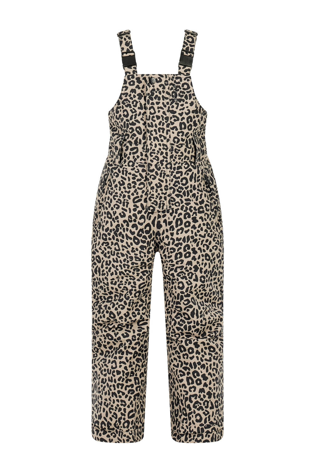 Beige en zwarte meisjes Protest skisalopette PRTTuvai TD van polyester met regular fit, rits met windvanger en dierenprint
