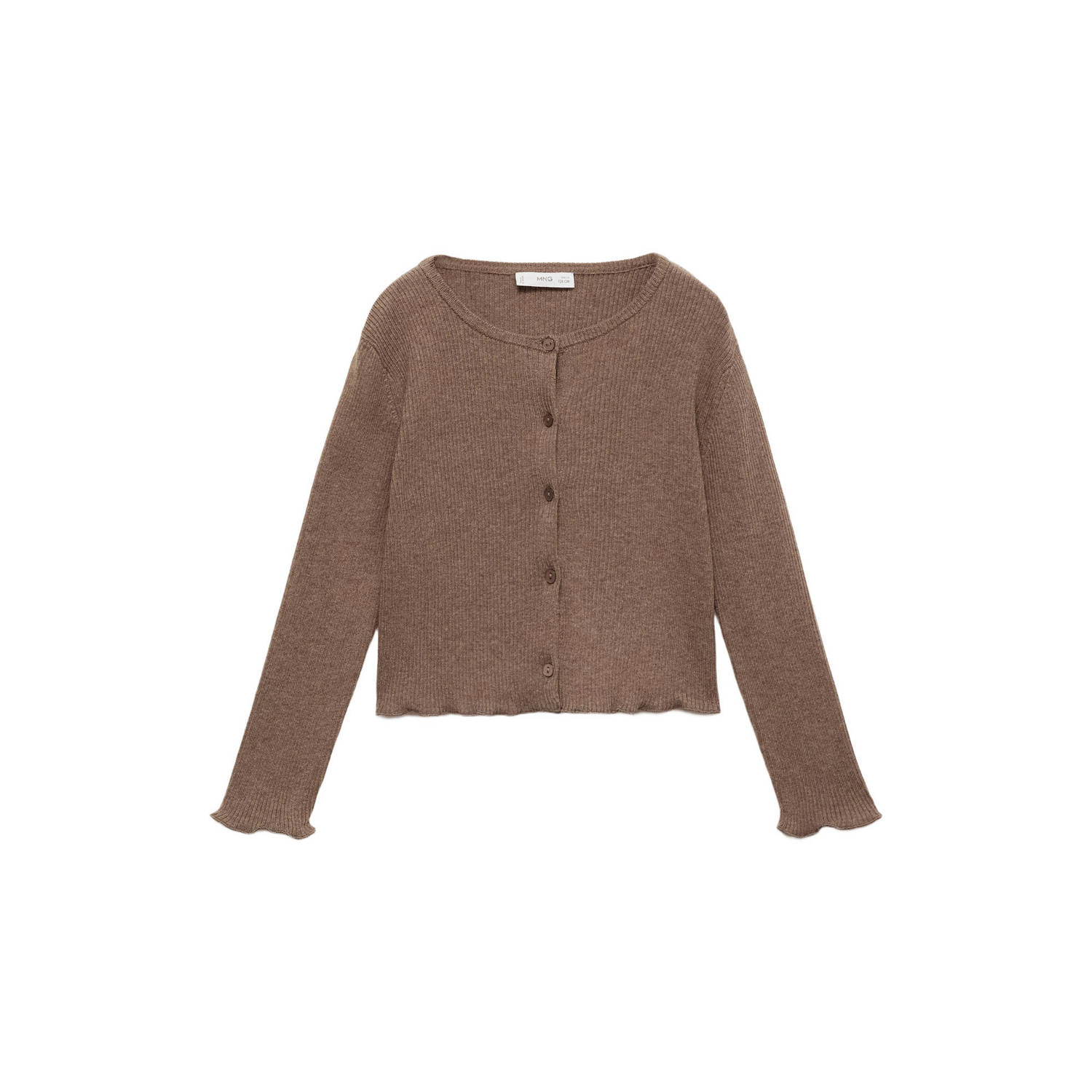 Mango Kids vest bruin rib gebreid