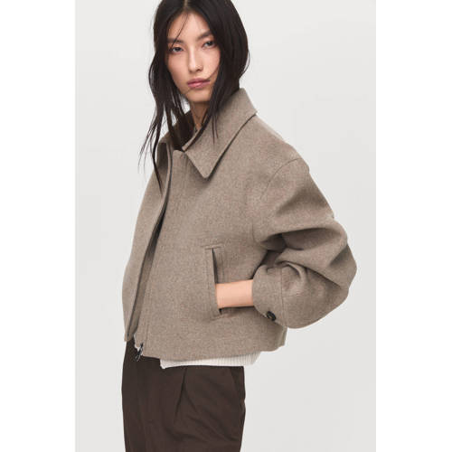 Mango wollen jack taupe afbeelding