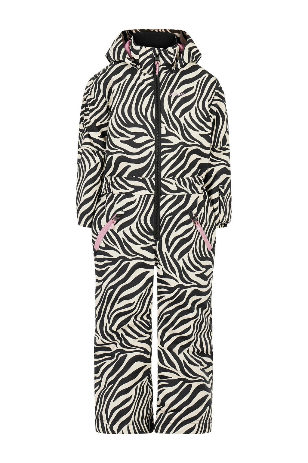 Zwart en beige meisjes Protest skipak PRTAnnalie TD van polyester met dierenprint