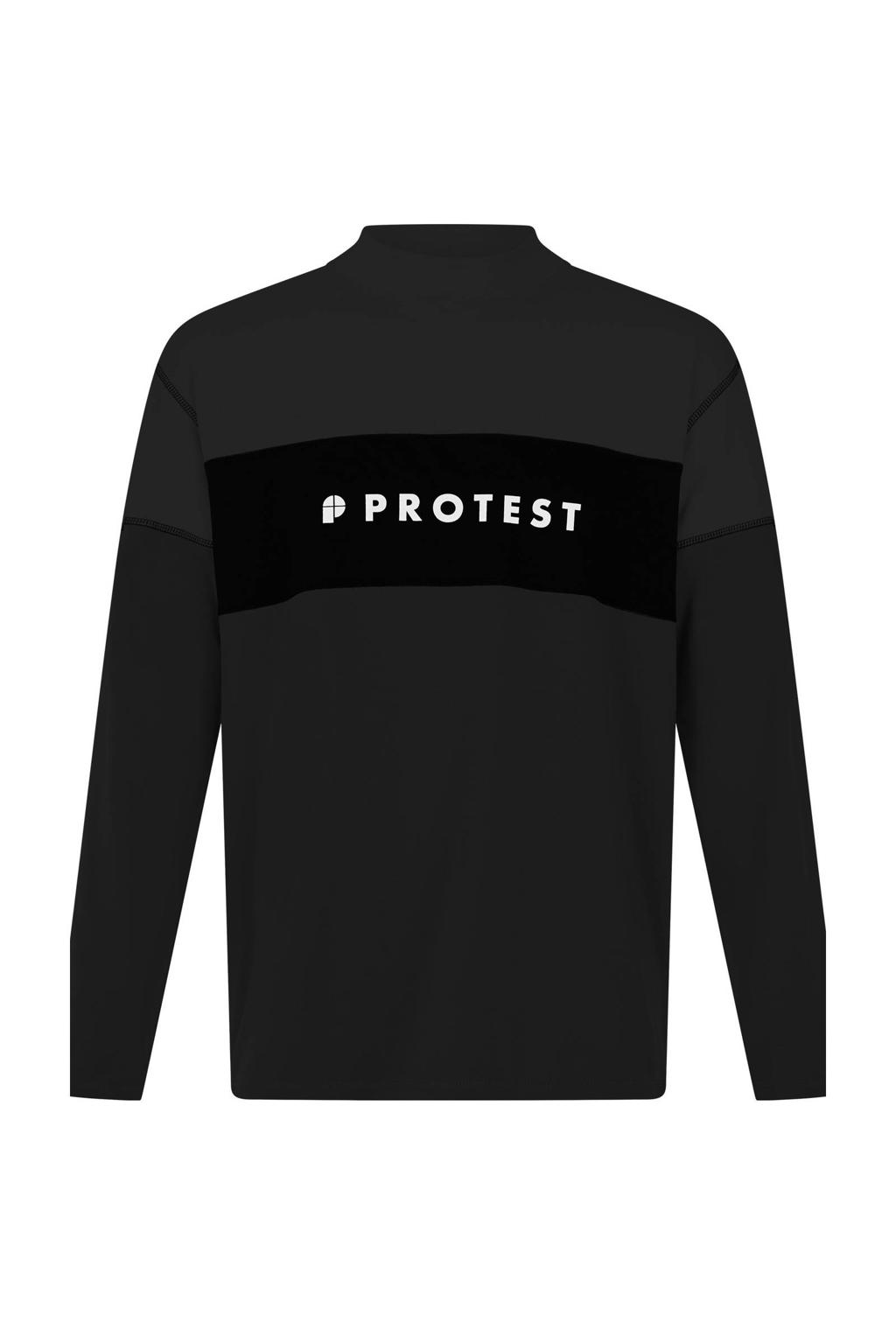 Zwart en witte heren Protest Ski Pully PRTLevin van polyester met effen en lange mouwen