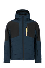 thumbnail: Donkerblauw en zwarte heren Protest ski-jas PRTNaldo van polyester met meerkleurige print, capuchon en rits waterdicht