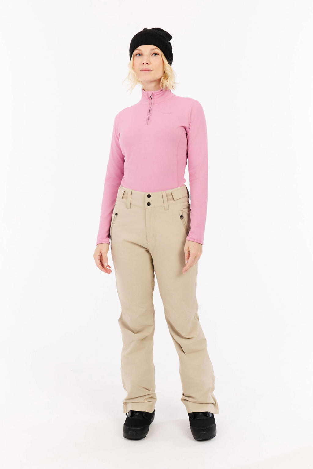 Roze dames Protest skipully Refabriz van polyester met effen, lange mouwen en halve rits