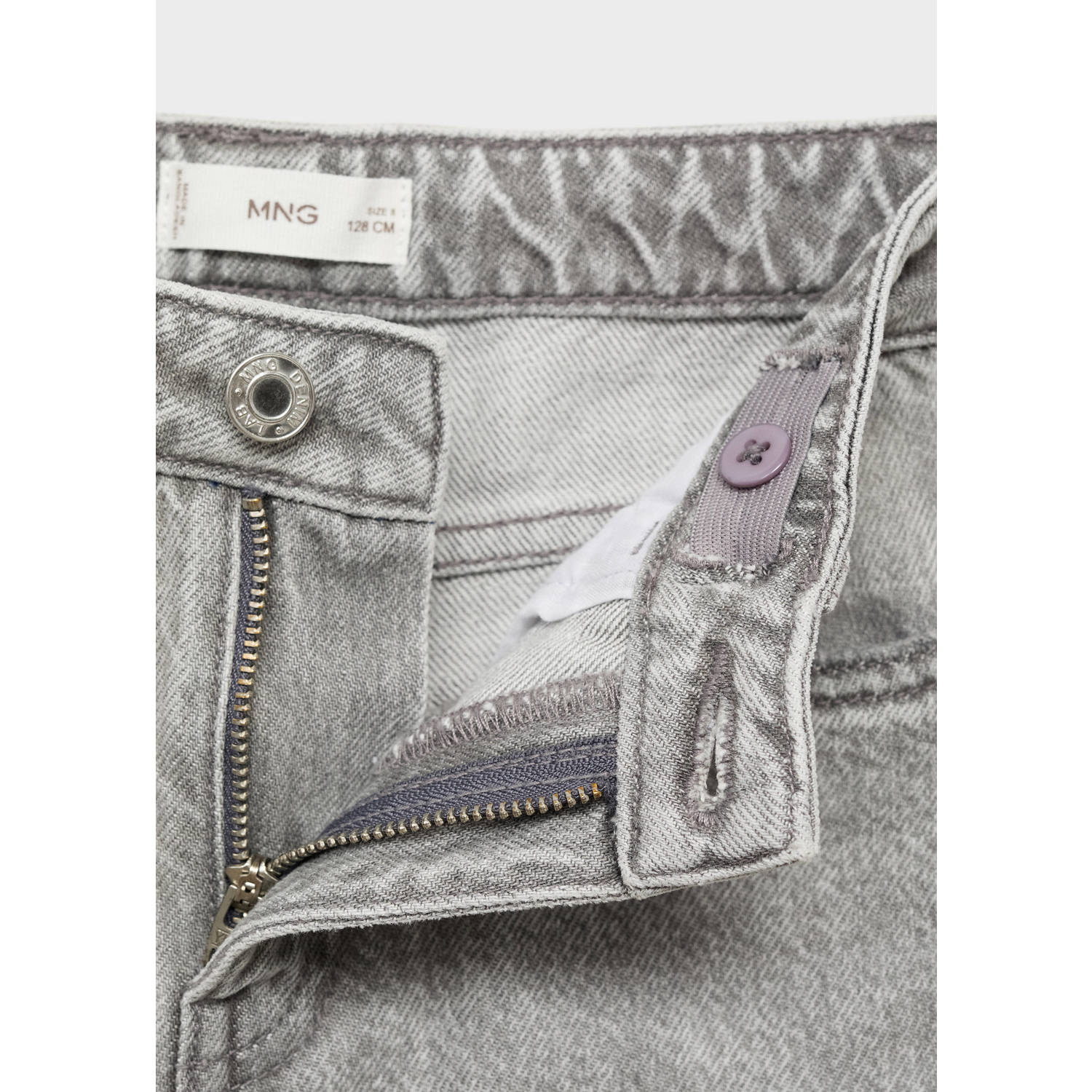Mango Kids straight leg jeans lichtgrijs