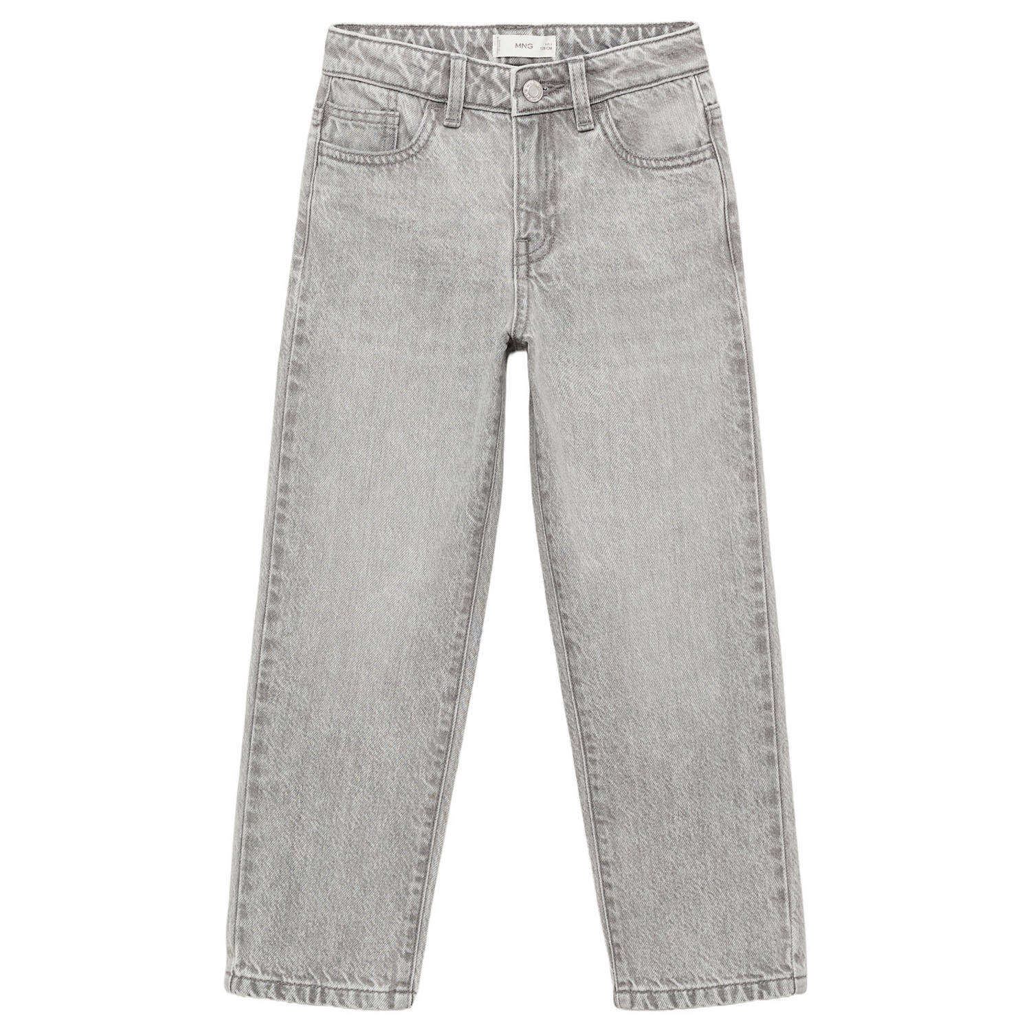 Mango Kids straight leg jeans lichtgrijs