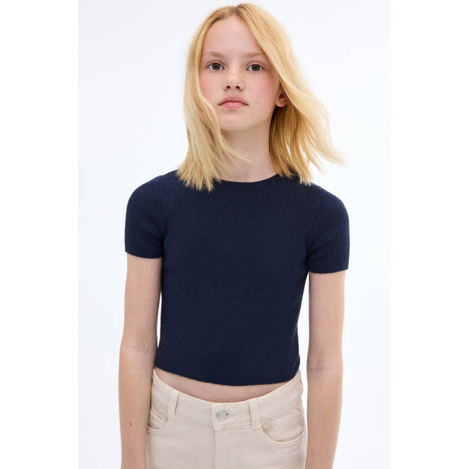 Mango Kids T-shirt donkerblauw